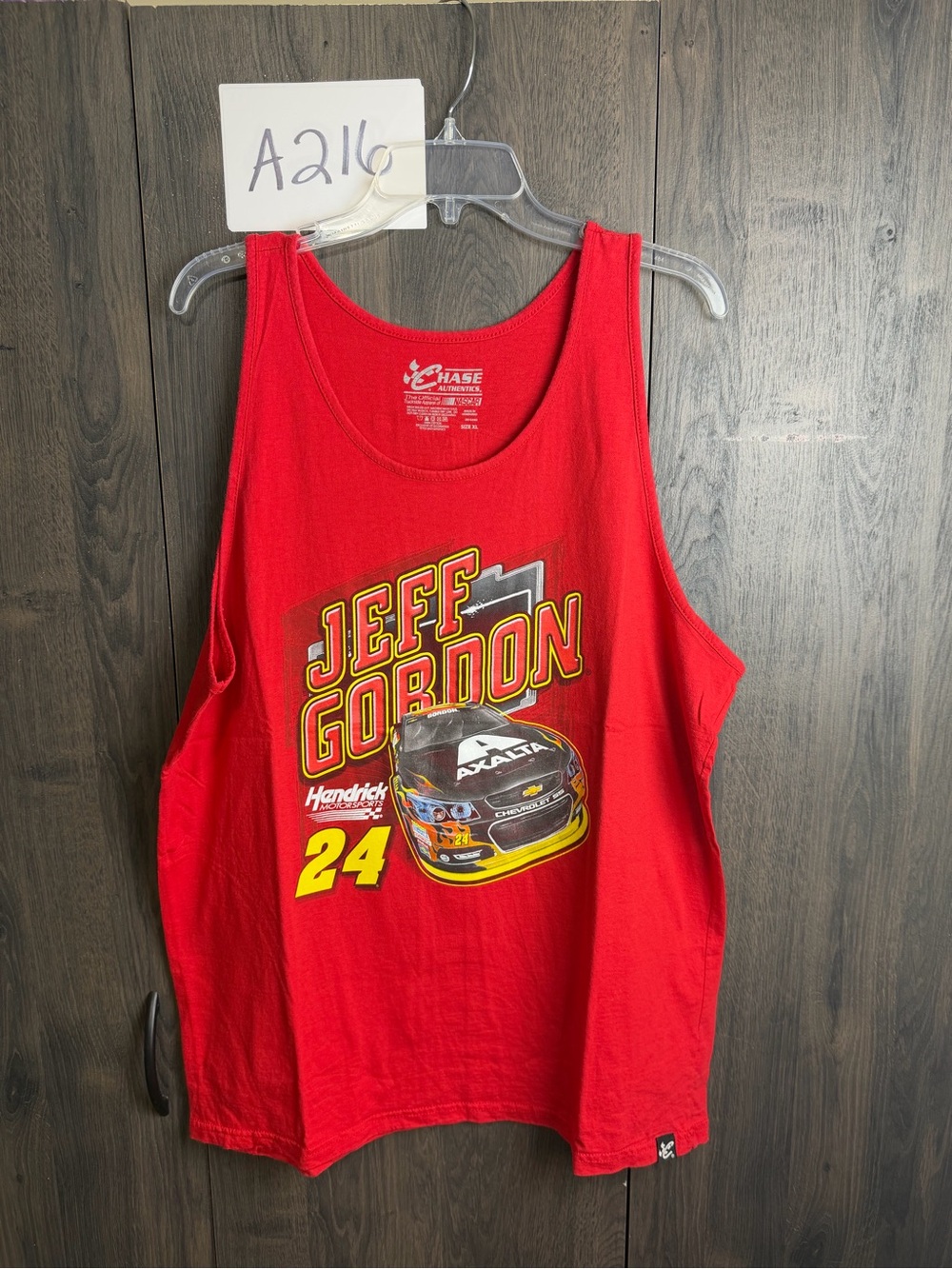 Chase Authentics Red Jeff Gordon Racing Tank Top with Yellow Accents